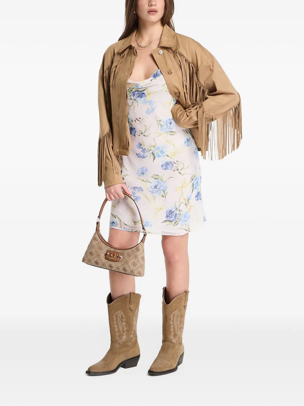 GUESS USA Jacke mit Fransen - Braun
