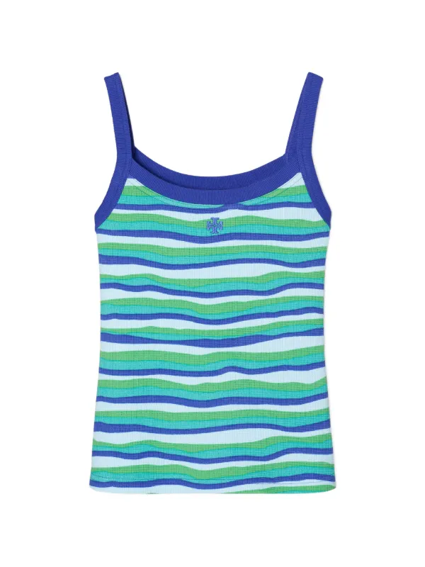 Tory Burch Striped Cotton Tank in Blue