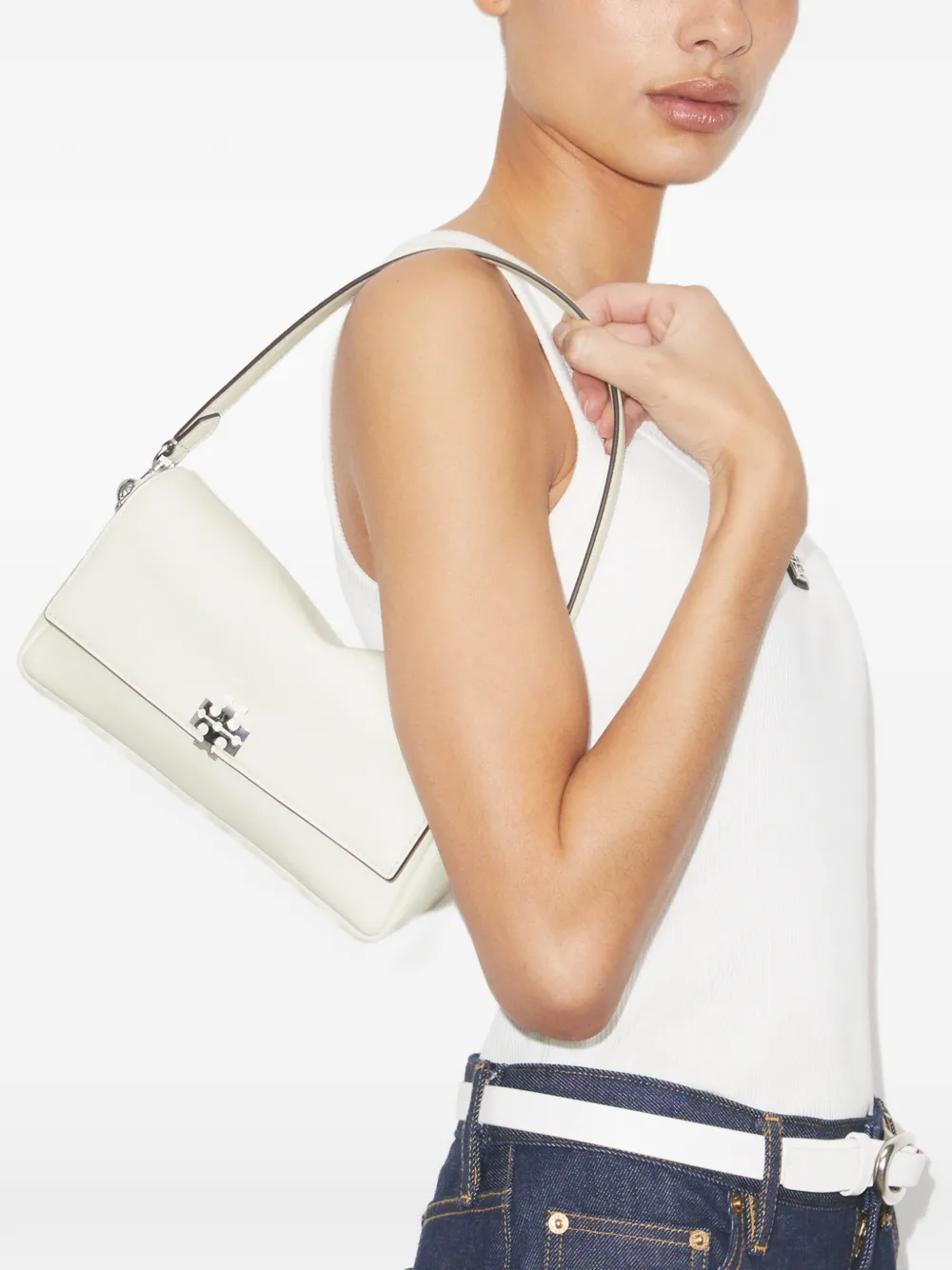 Tory Burch Charlie kleine schoudertas Wit