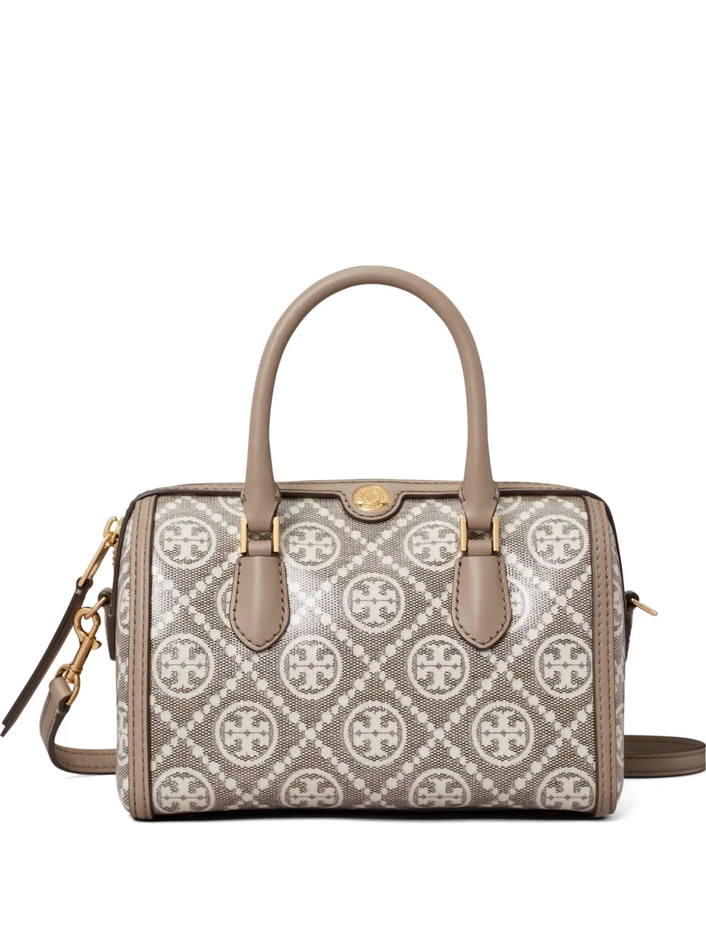 Tory Burch T Monogram coated-jacquard petite Barrel bag - Grau