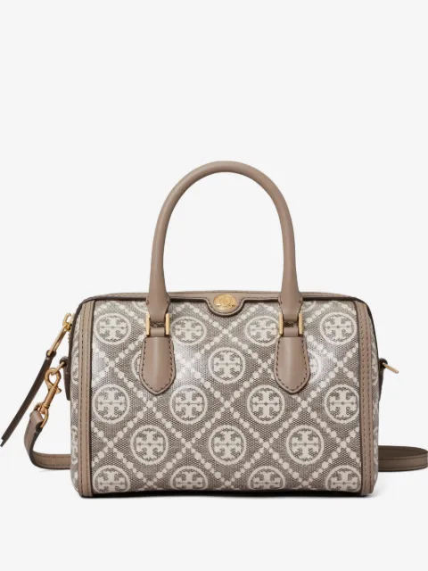 Tory Burch T Monogram coated-jacquard petite Barrel bag