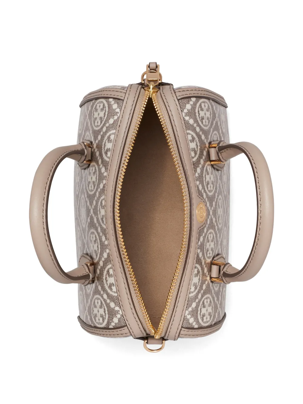 Tory Burch T Monogram Barrel bag met gecoate jacquard Grijs