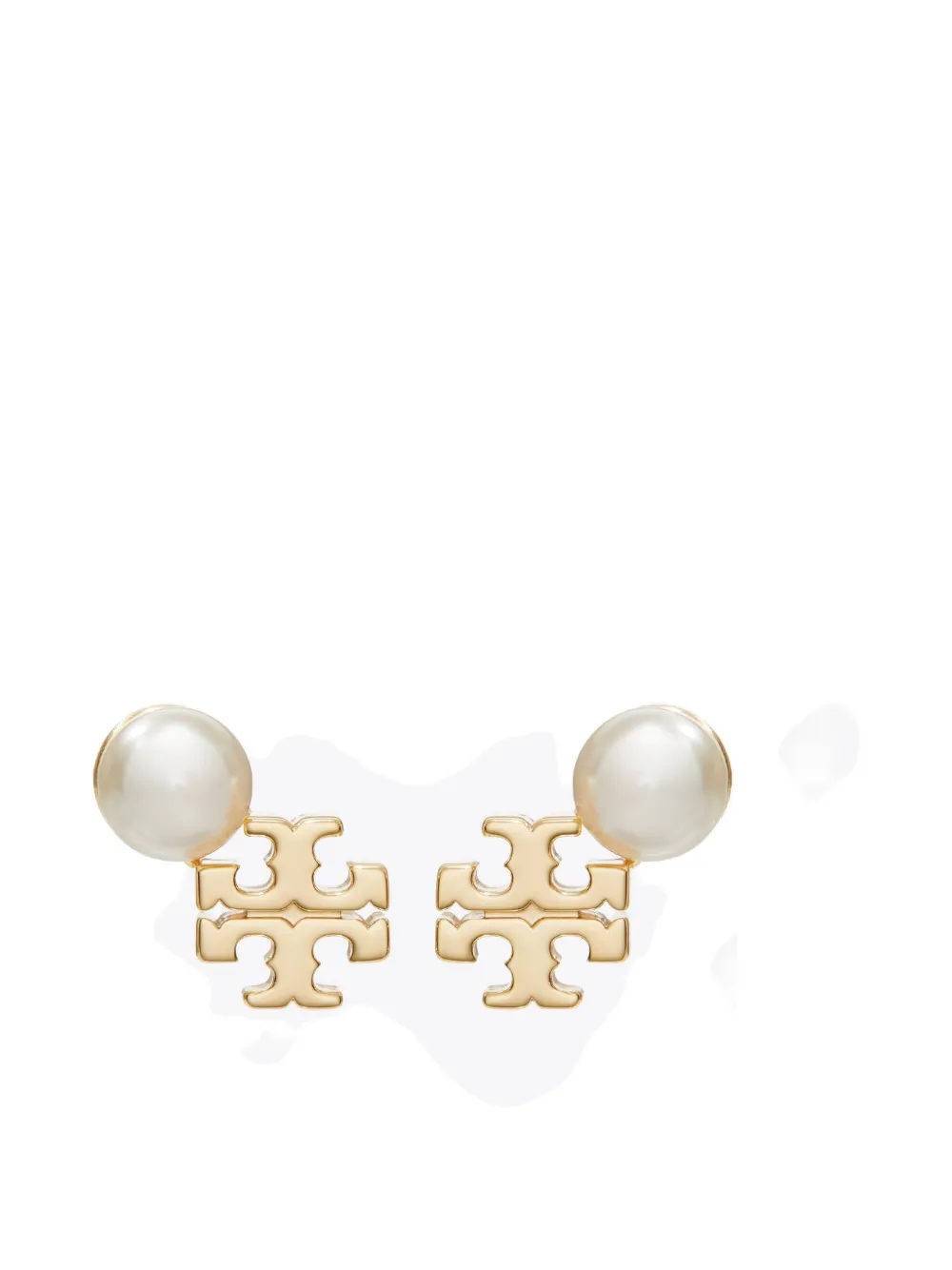 Tory Burch Moondance logo and pearl stud earrings - Bianco