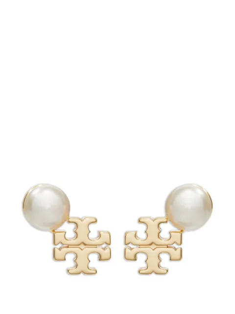 Tory Burch Double T Ohrringe mit Kunstperlen