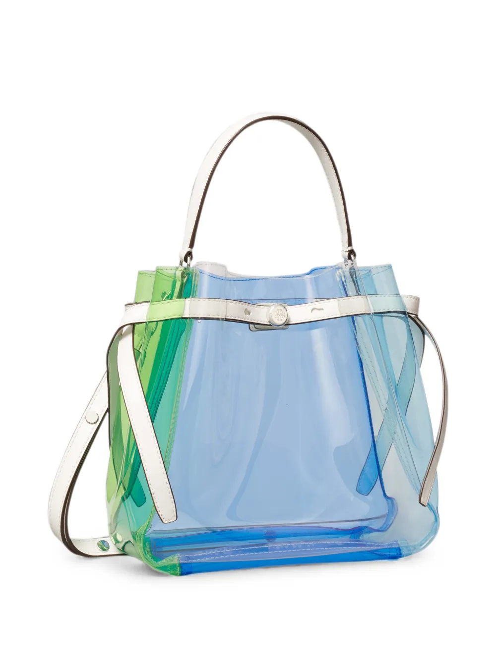 Tory Burch Romy doorzichtige bucket-tas met colourblocking Blauw