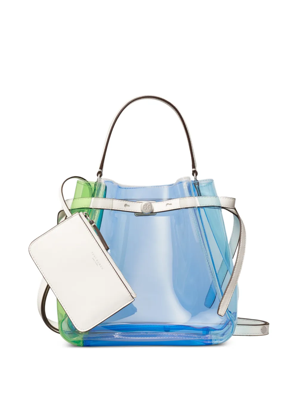 Tory Burch Romy doorzichtige bucket-tas met colourblocking Blauw