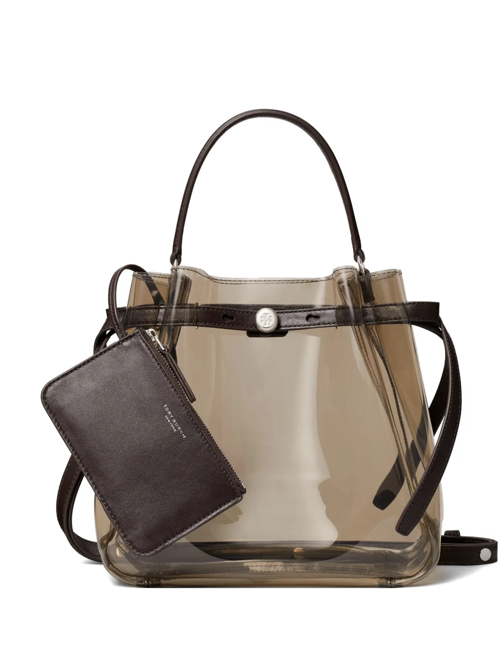 Tory Burch Romy clear bucket bag - Marrone