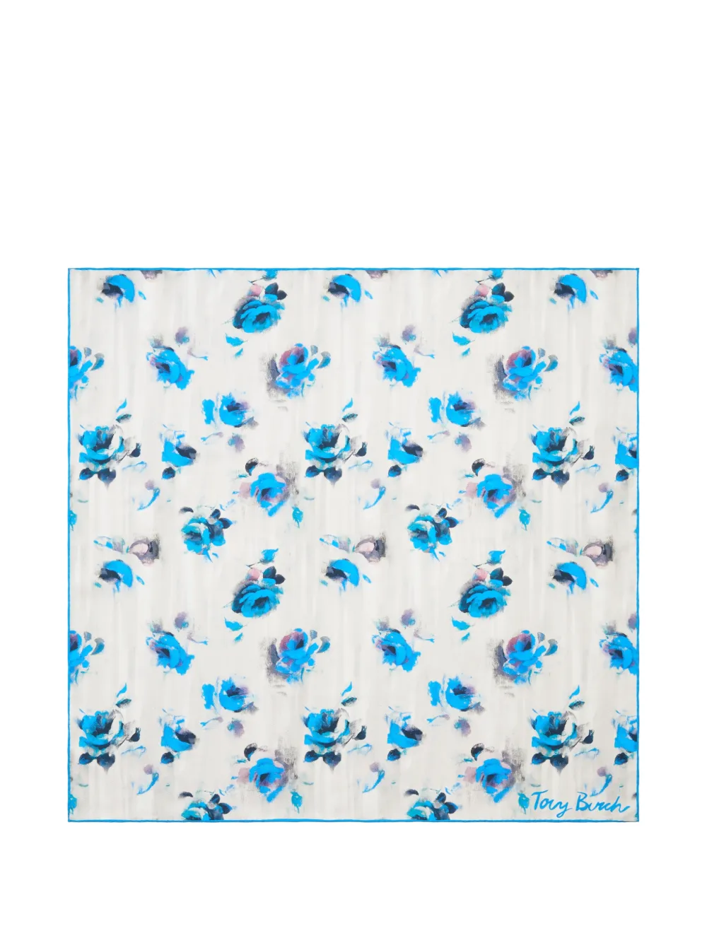 Tory Burch blue roses neckerchief