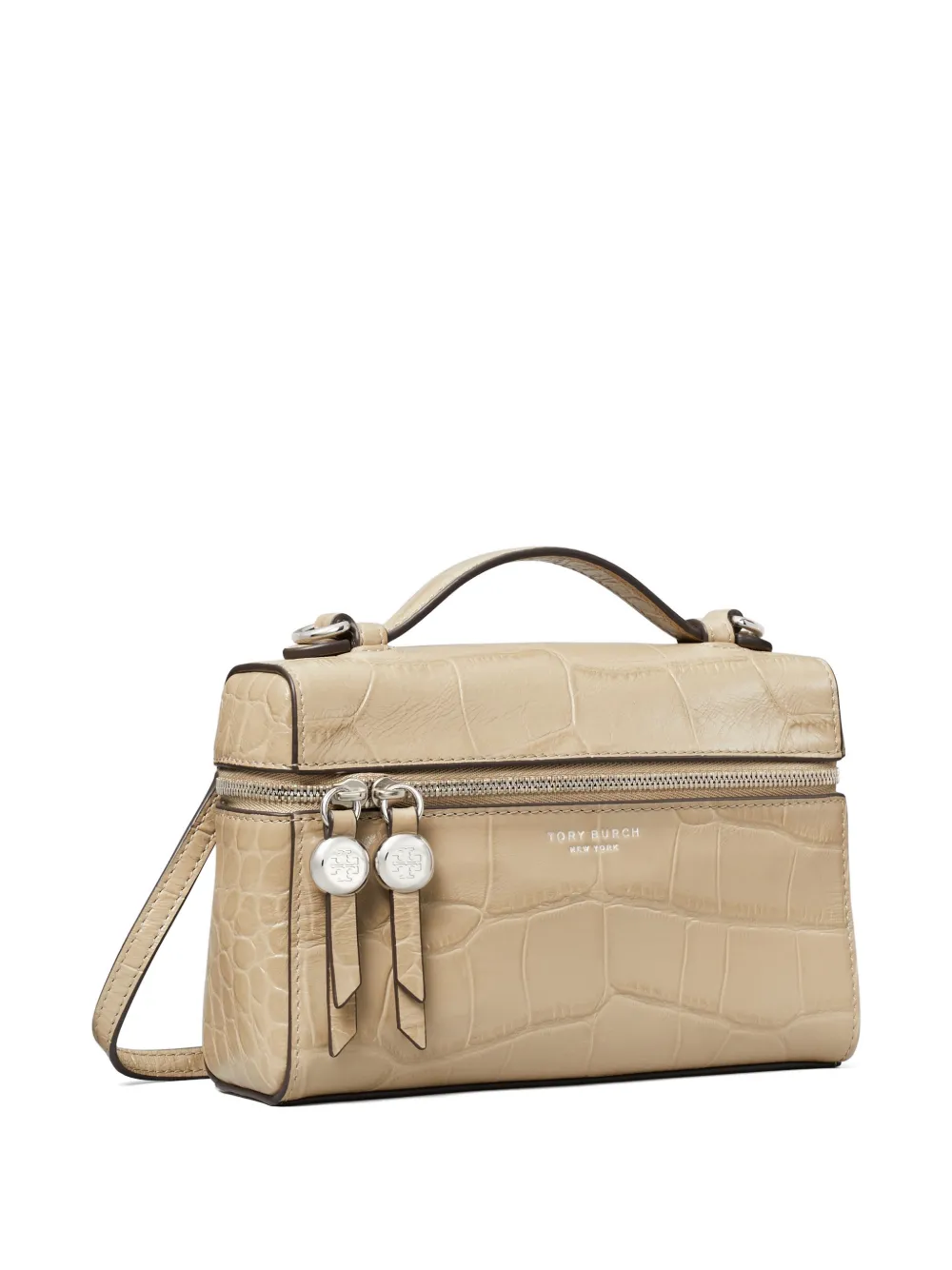 Tory Burch Romy mini-tas met krokodillen-reliëf Beige
