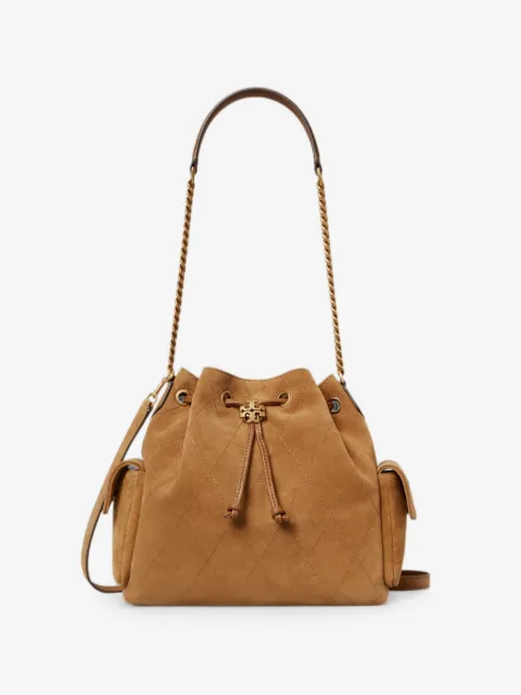 Tory Burch Charlie quilted suede drawstring shoulder bag