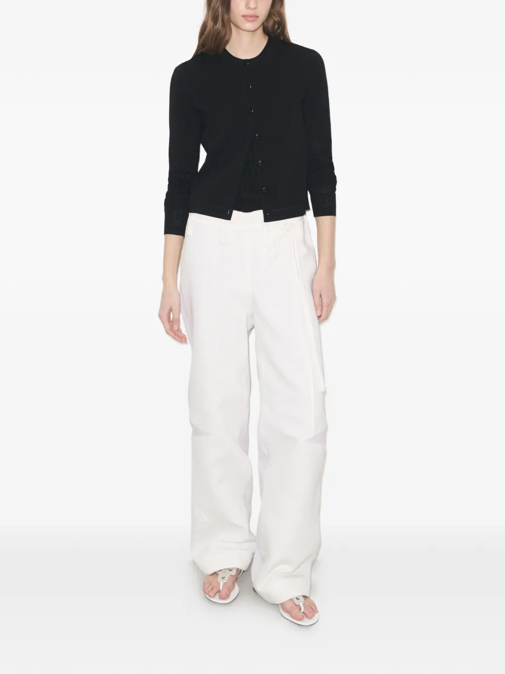 Tory Burch Pointelle viscose vest Zwart