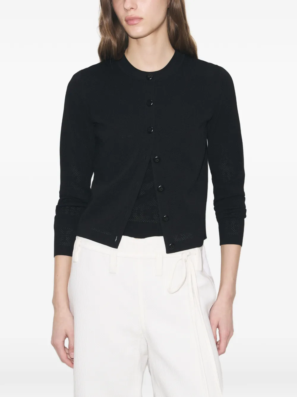 Tory Burch Pointelle viscose vest Zwart