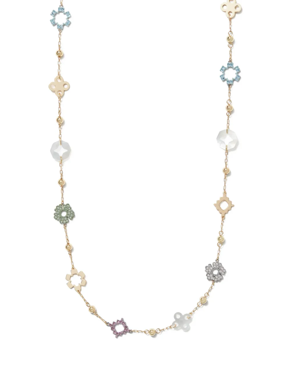 Tory Burch long Forget Me Not pavé necklace - Gold