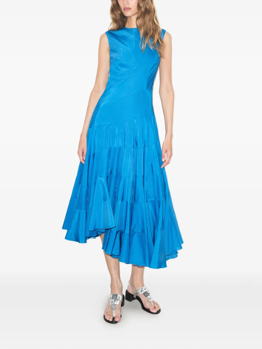 Tory Burch Asymmetrische gelaagde maxi-jurk Blauw