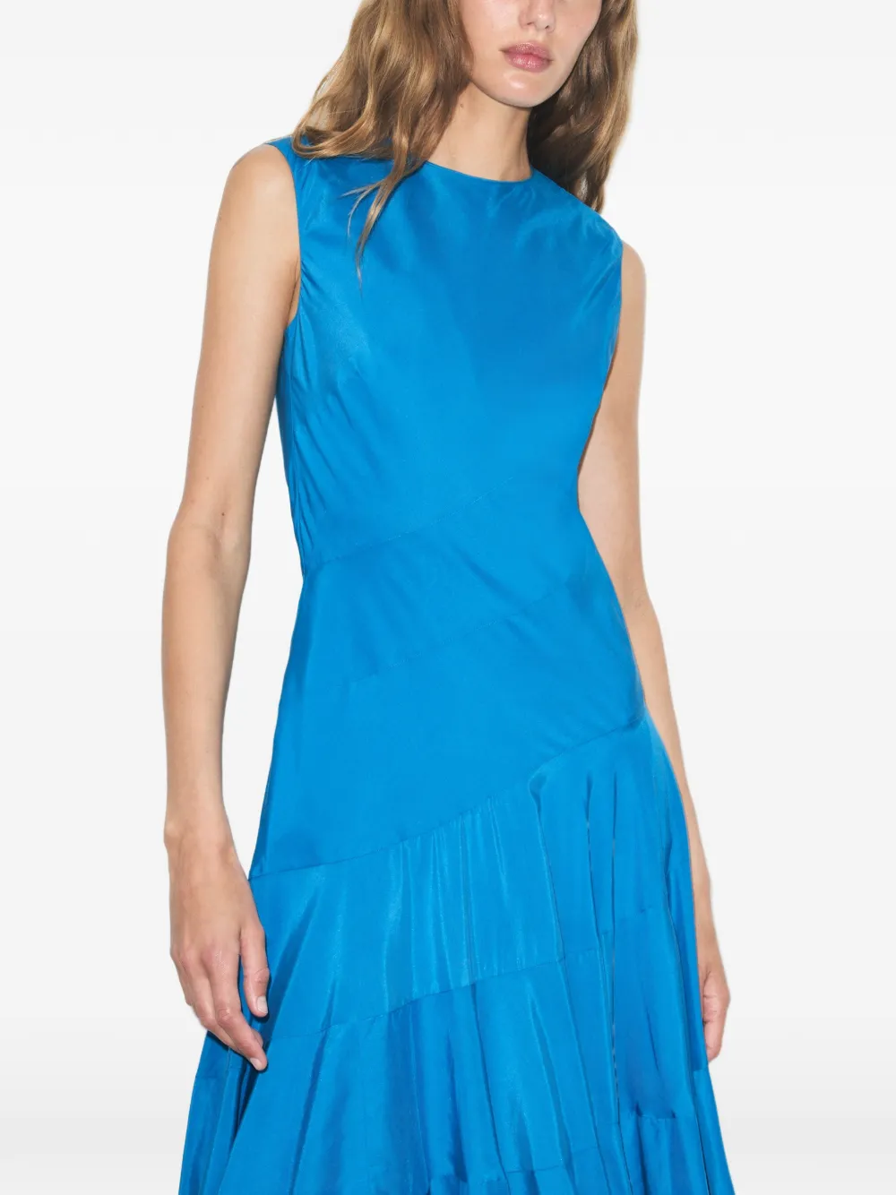 Tory Burch Asymmetrische gelaagde maxi-jurk Blauw