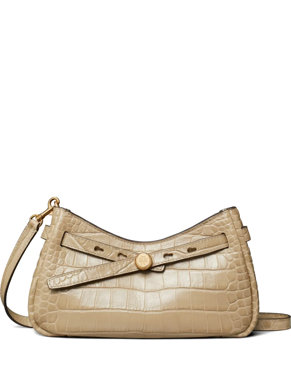 Tory Burch Romy croc-embossed zip-top crossbody bag - Toni neutri