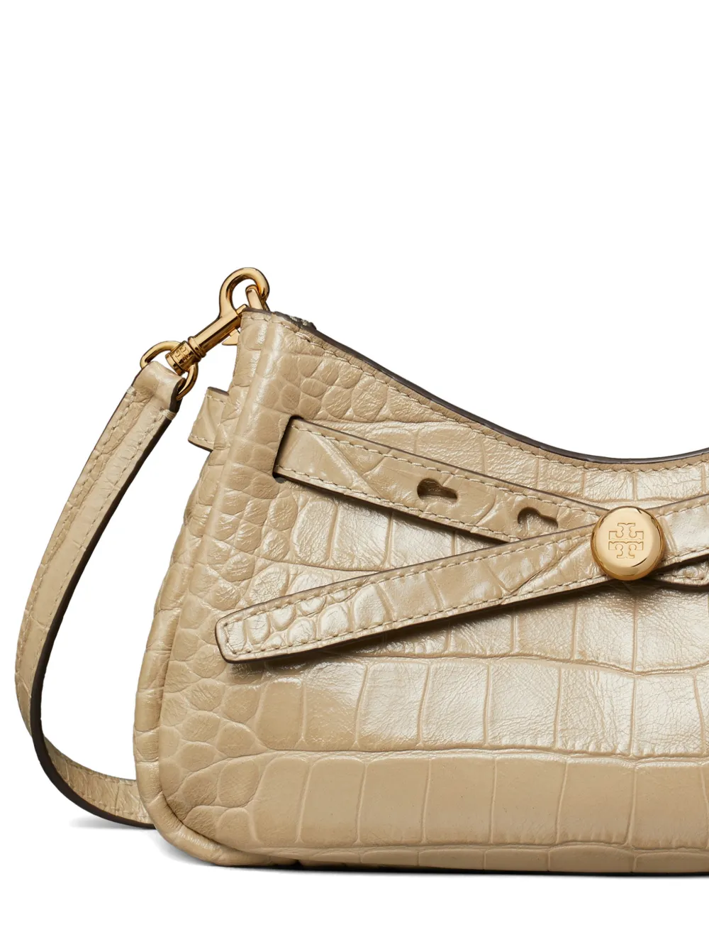 Tory Burch Romy crossbodytas met krokodillen-reliëf en rits Beige