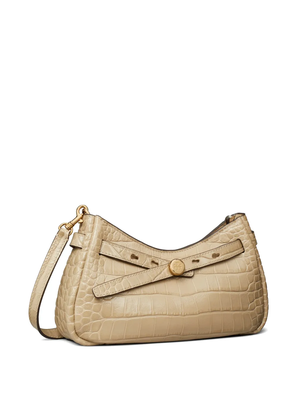Tory Burch Romy crossbodytas met krokodillen-reliëf en rits Beige