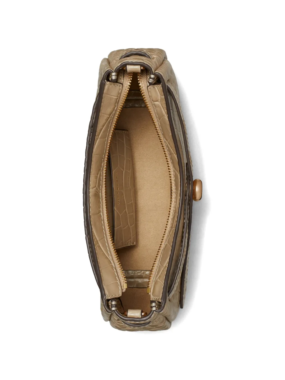 Tory Burch Romy crossbodytas met krokodillen-reliëf en rits Beige