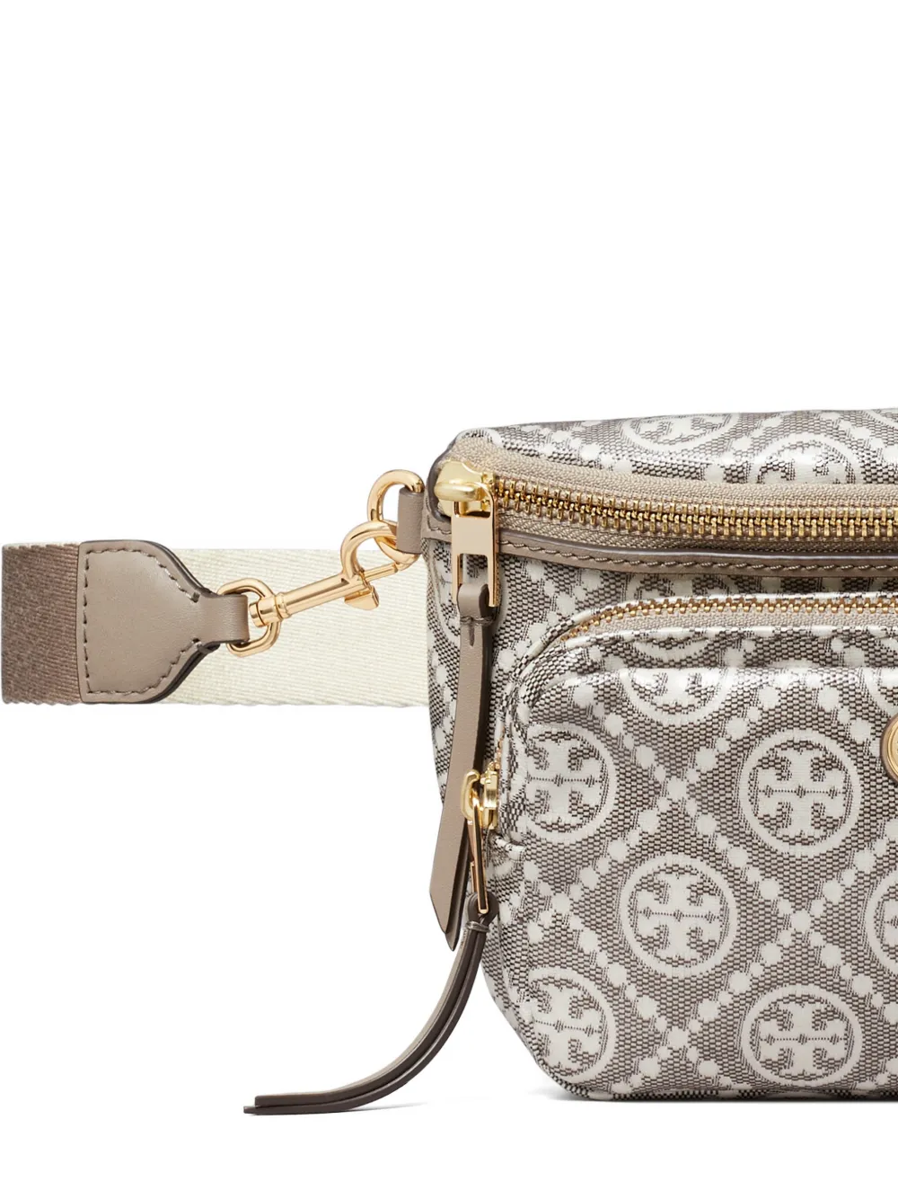 Tory Burch T Monogram mini-heuptas met gecoate jacquard Beige