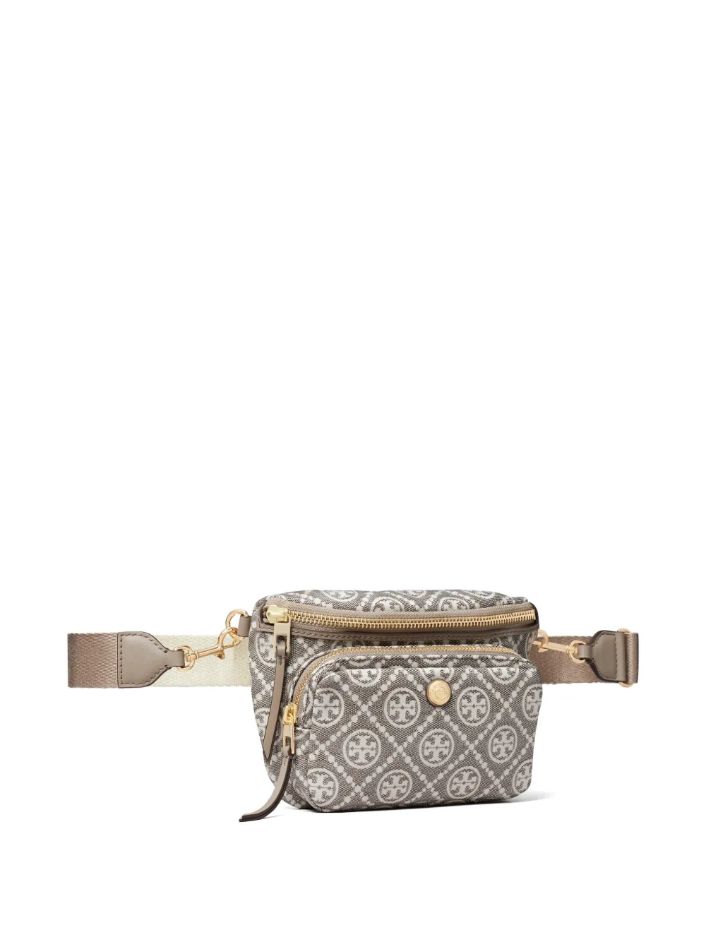 Tory Burch T Monogram mini-heuptas met gecoate jacquard Beige