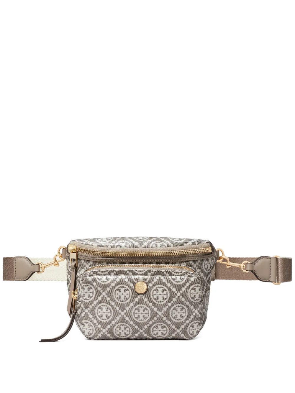 Tory Burch Borsa a secchiello mini T Monogram in jacquard con finitura cerata - Toni neutri
