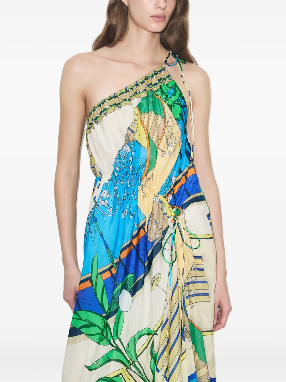 tory burch colorblock one shoulder dress Tie-Dye Stripe Colorblock One-Shoulder Dress, Black