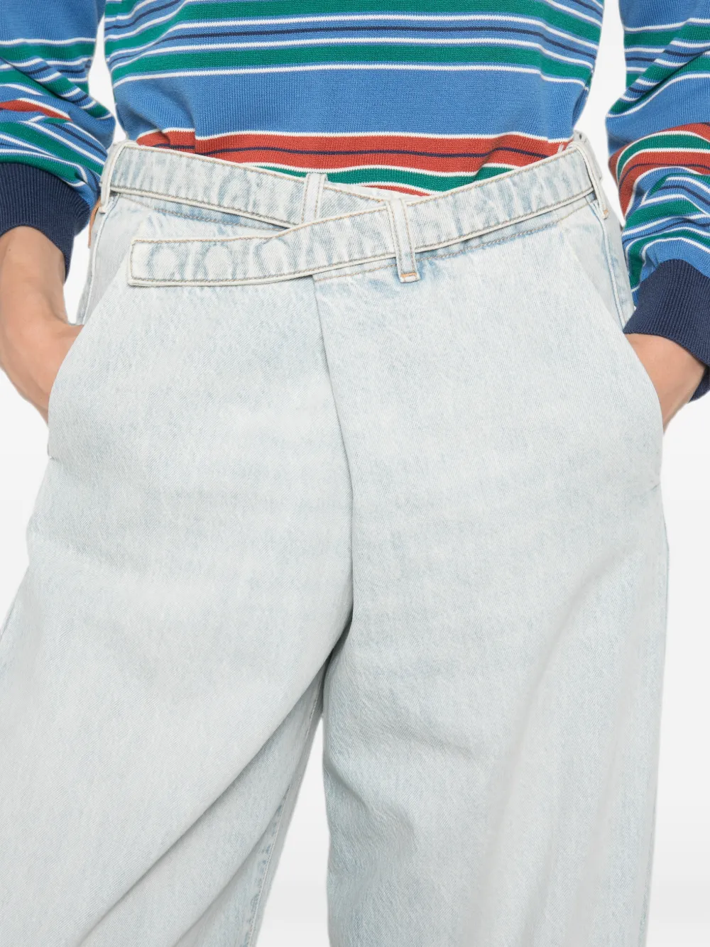 DARKPARK Jeans met wijde pijpen en gekruiste taille Blauw