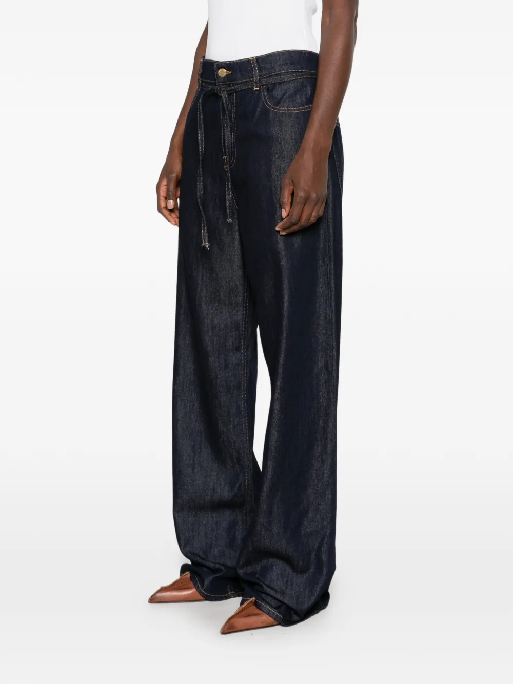 DARKPARK Jeans met wijde pijpen en trekkoord Blauw