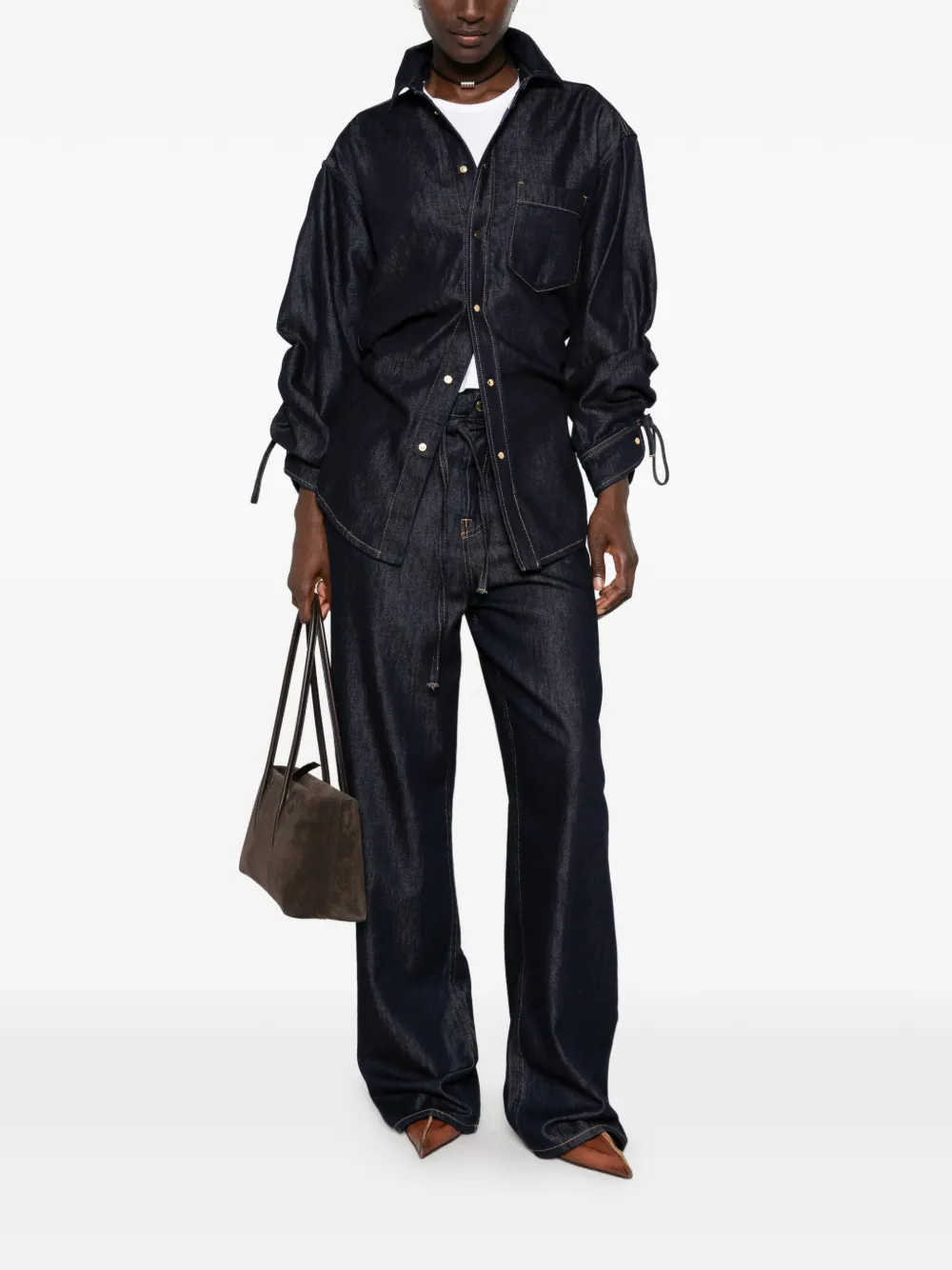 DARKPARK Jeans met wijde pijpen en trekkoord Blauw