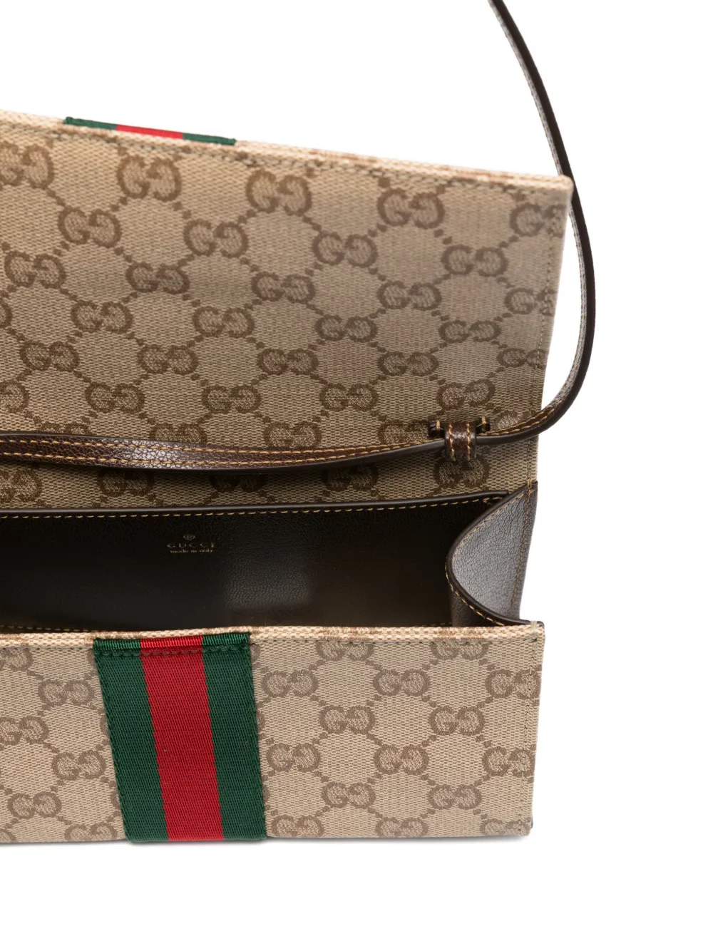 Gucci GG Supreme schoudertas met Web afwerking Beige
