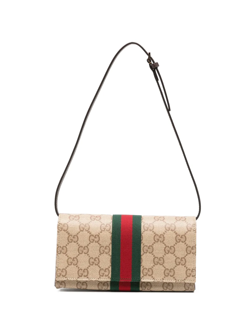 Gucci GG Supreme schoudertas met Web afwerking Beige