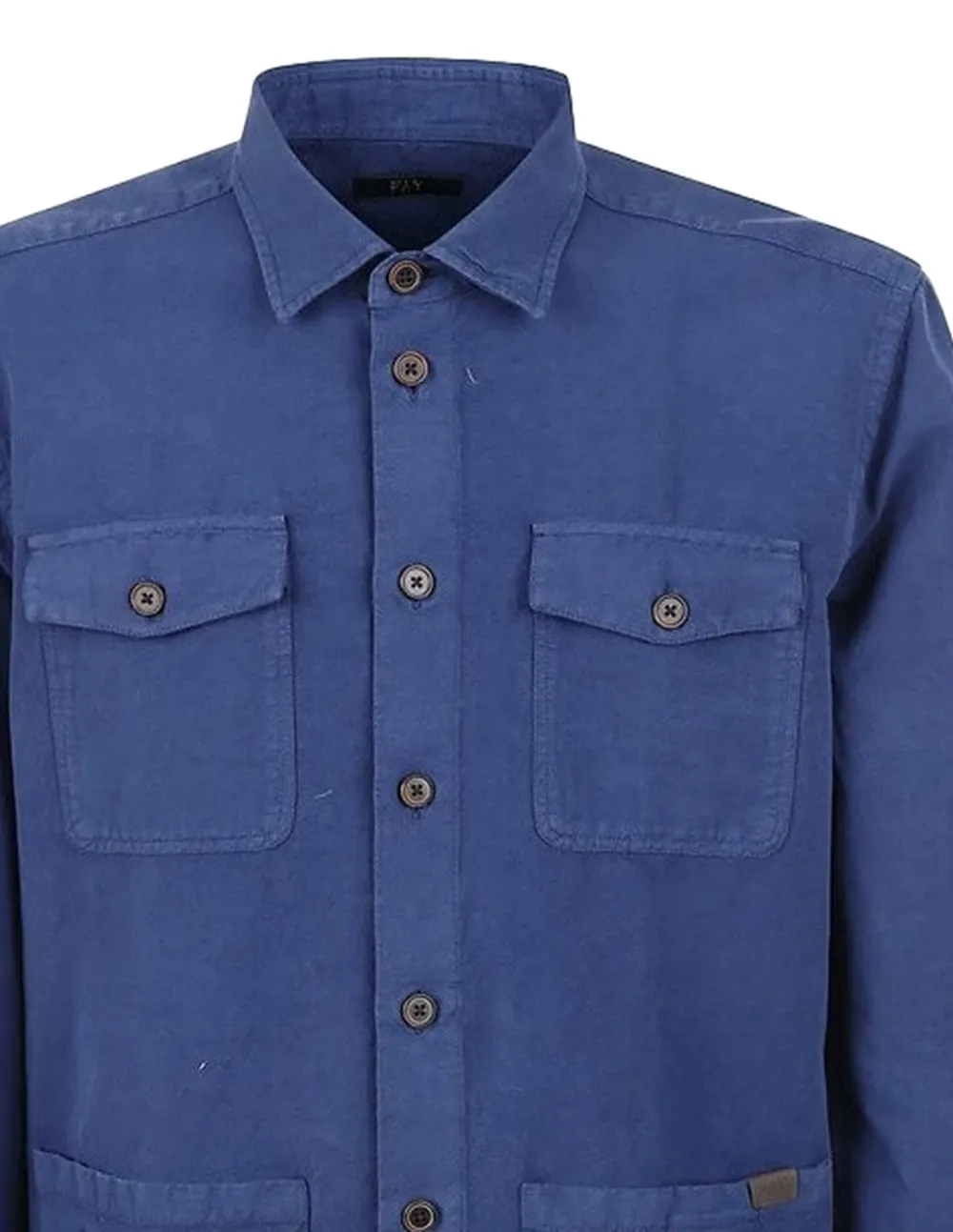 Fay Overhemd met vier zakken Blauw