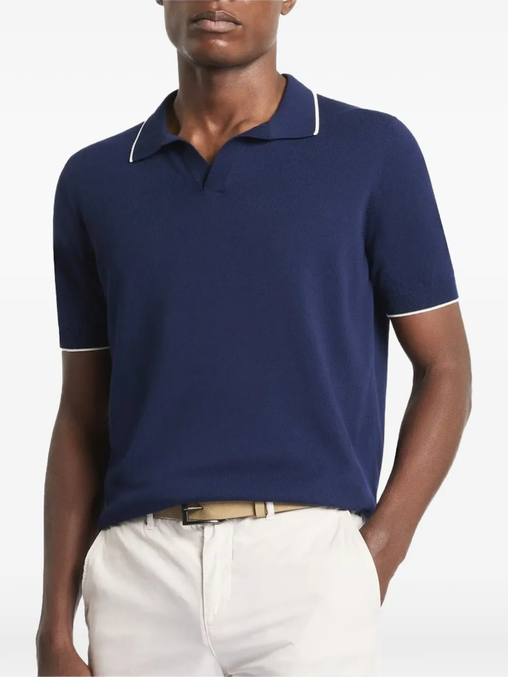 Fay contrast-trim cotton T-shirt - Blu