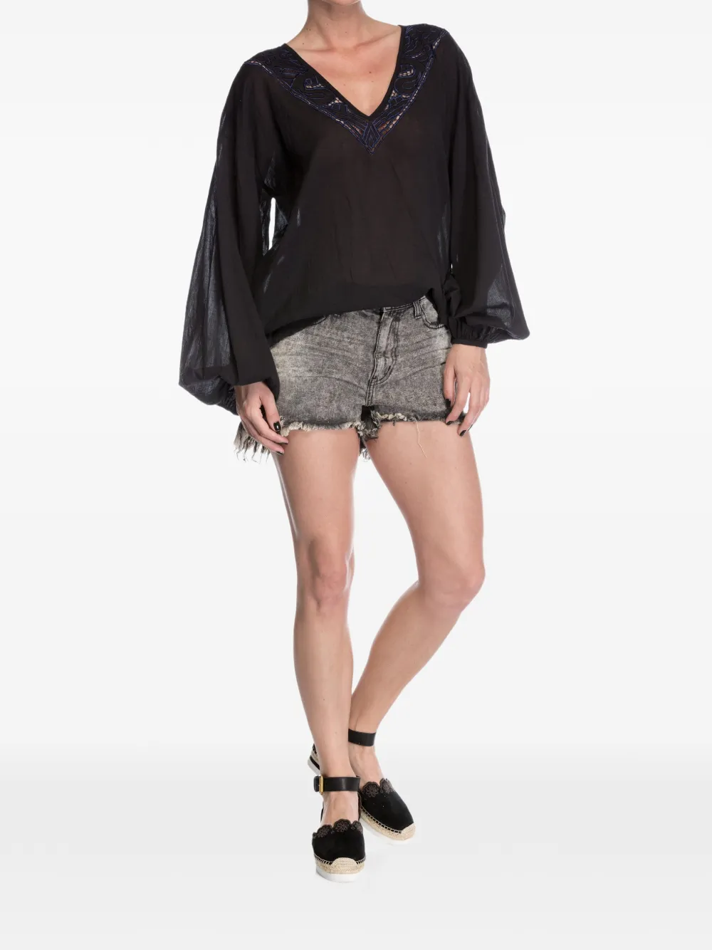  One Teaspoon Blusa Devils Ladder De Algodón - Negro 