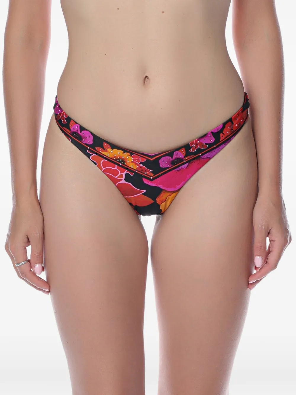 Camilla Bikinihöschen mit Blumenprint - Schwarz