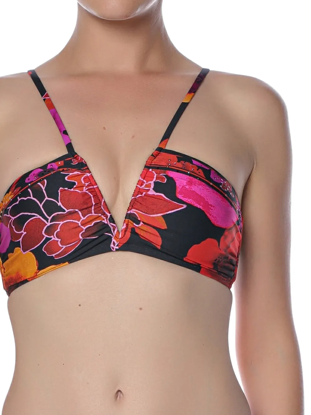 Camilla Bikinitop met bloemenprint Zwart