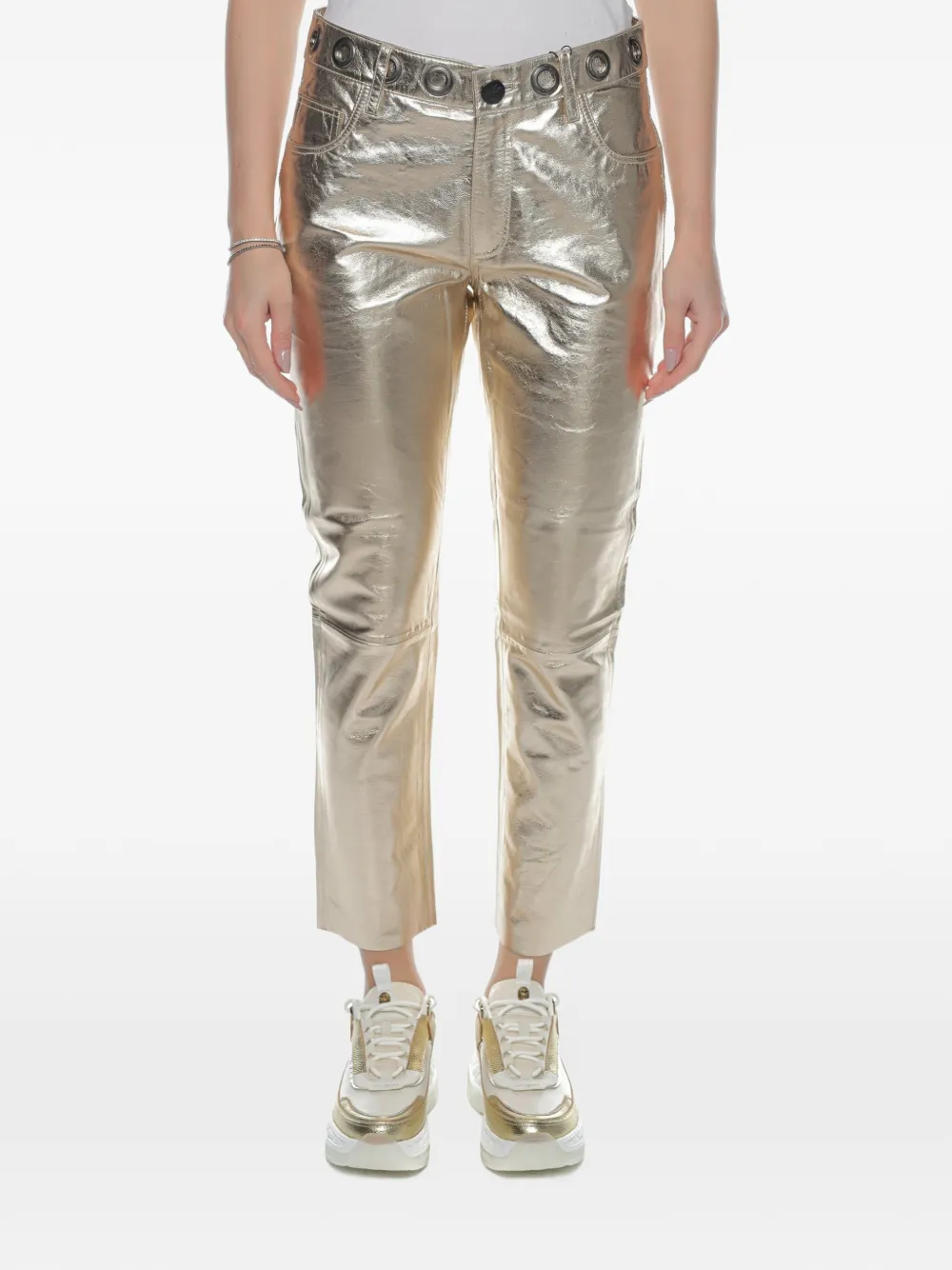 One Teaspoon Heart Break Hotel leather cropped trousers - Oro