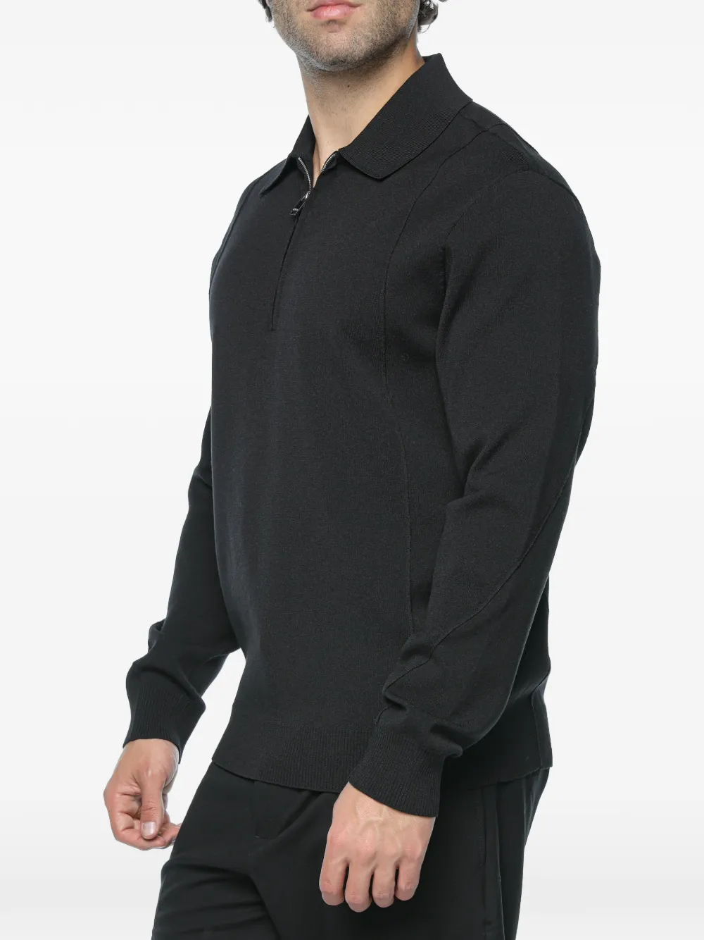 Drykorn Gavvin gebreid poloshirt met rits Zwart