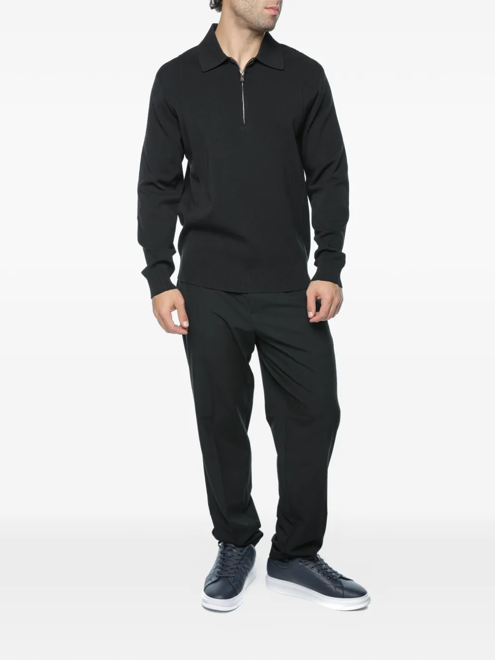 Drykorn Gavvin gebreid poloshirt met rits Zwart