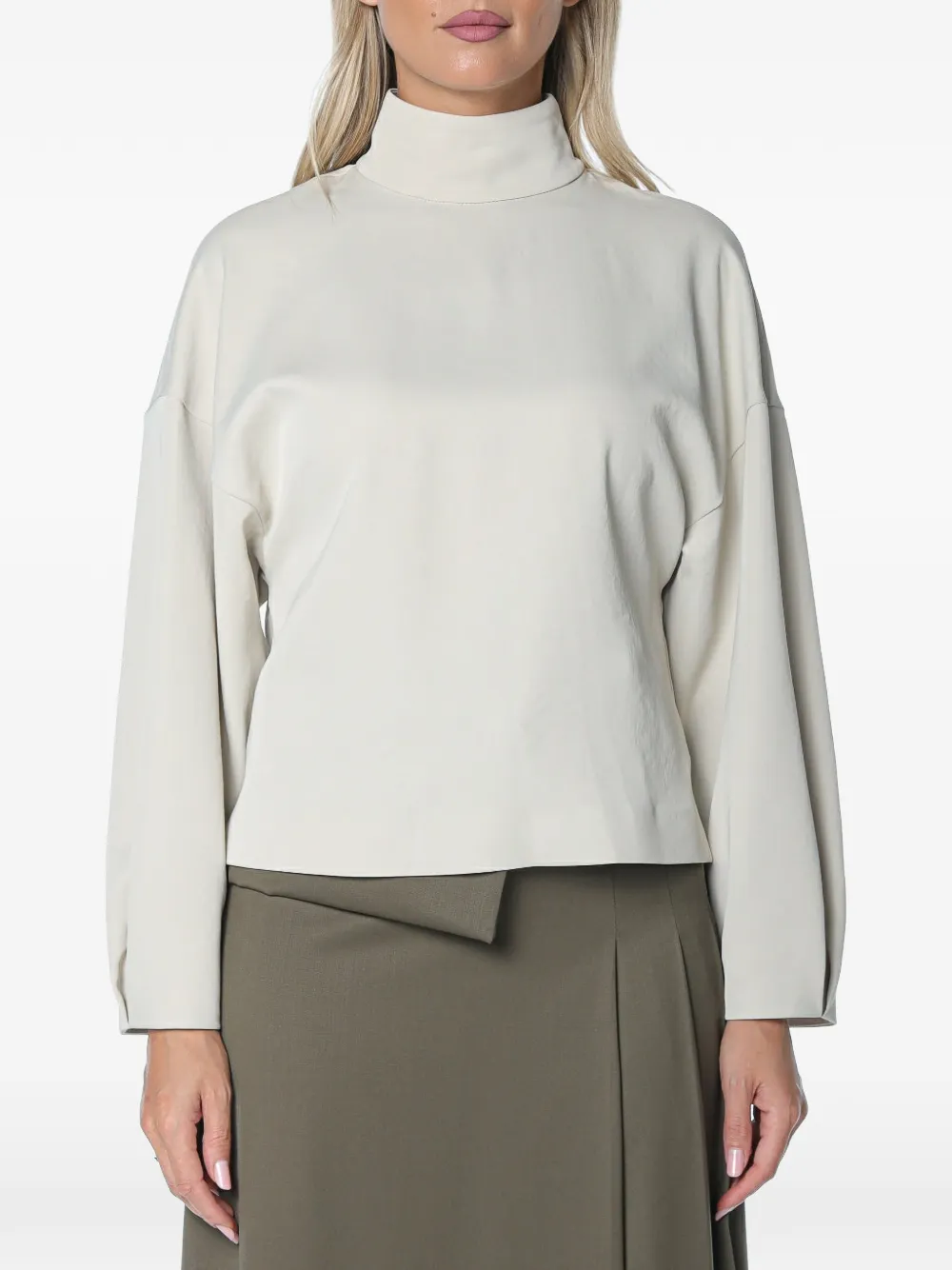 Drykorn high-neck back-slit blouse - Toni neutri
