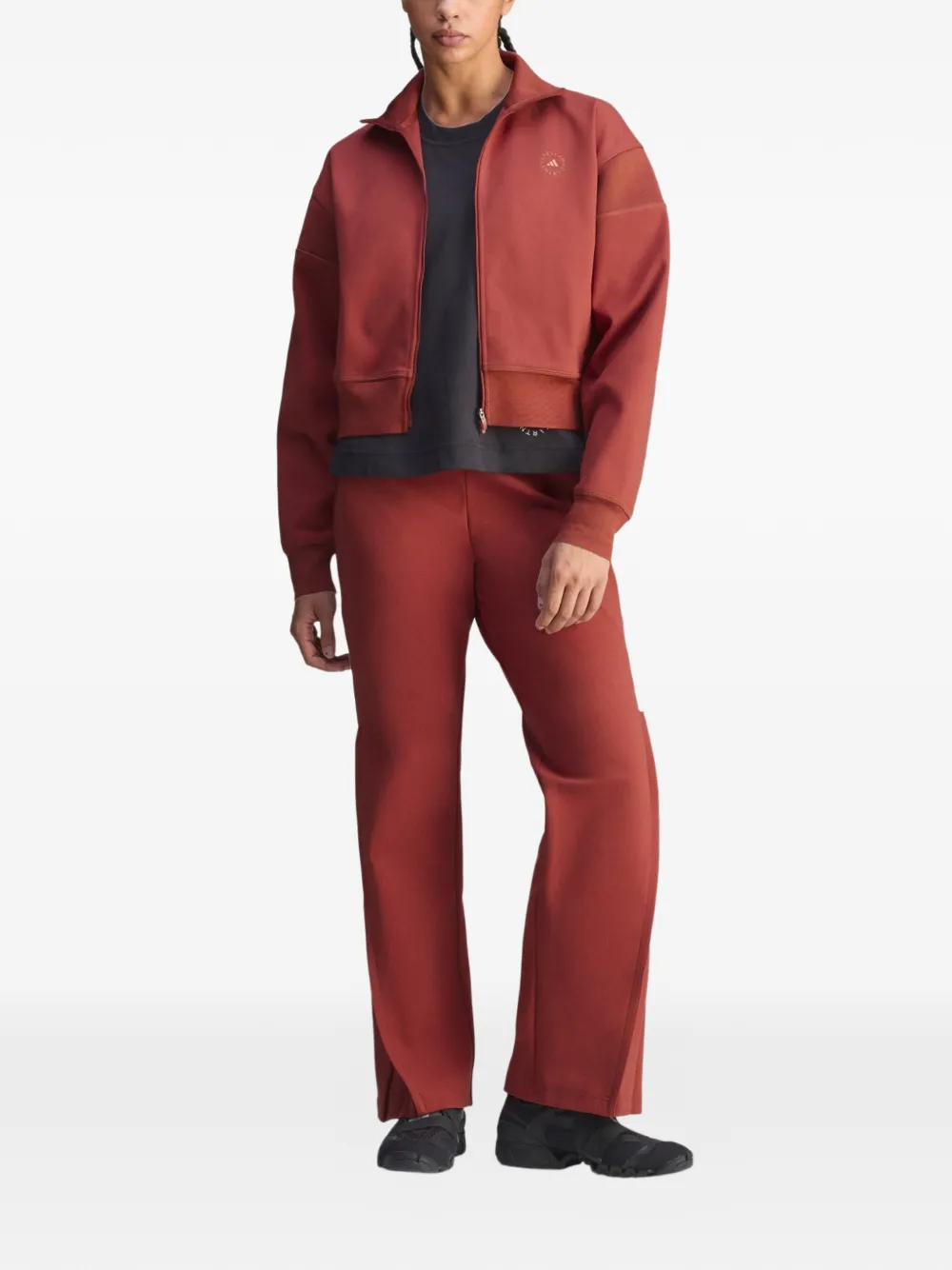 adidas by Stella McCartney Sweater met logoprint en rits Oranje