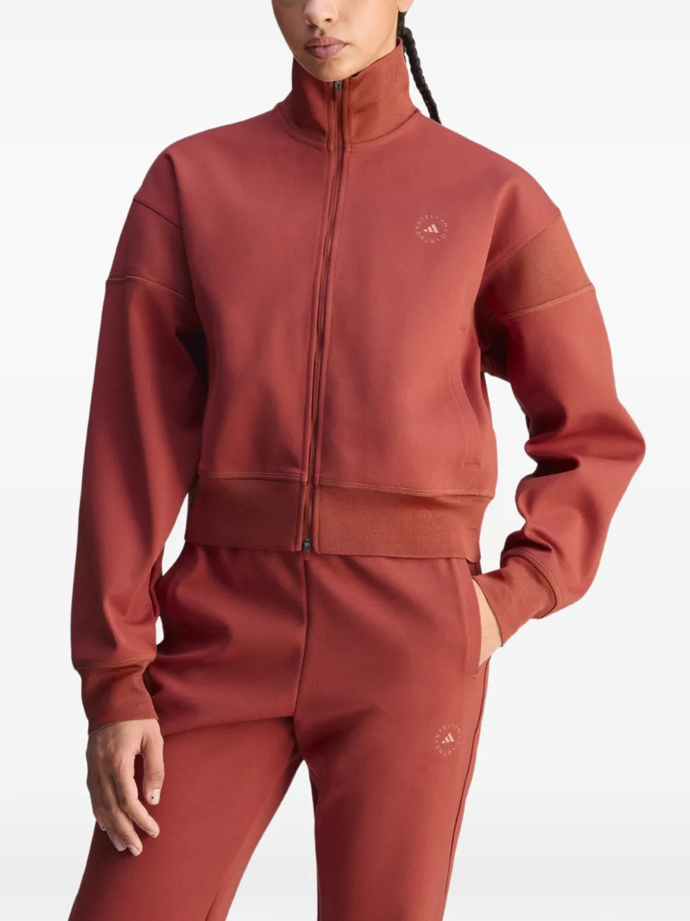 adidas by Stella McCartney Felpa con cappuccio, zip e logo - Arancione