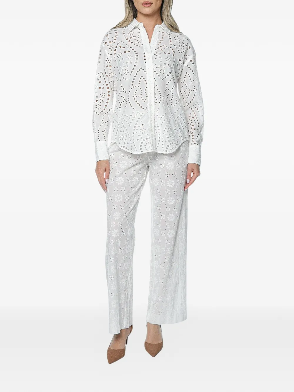 MC2 Saint Barth Inez broderie anglaise broek Wit