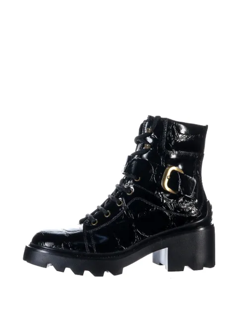 Tod's croc-effect buckled combat boots