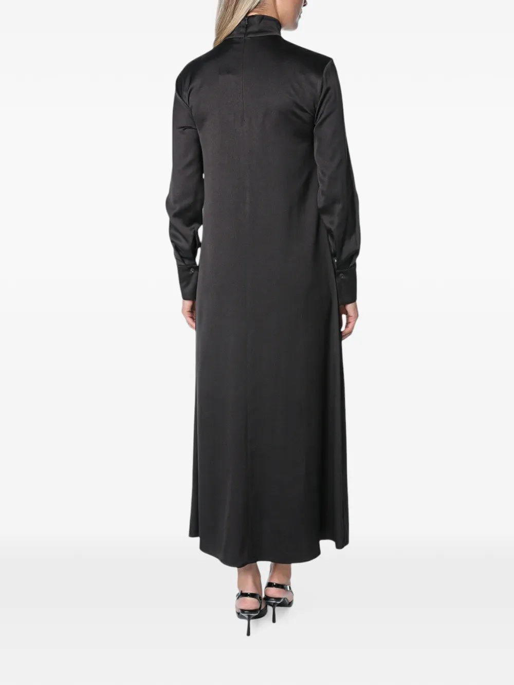 Drykorn Nainen high-neck long-sleeved A-line maxi dress Zwart