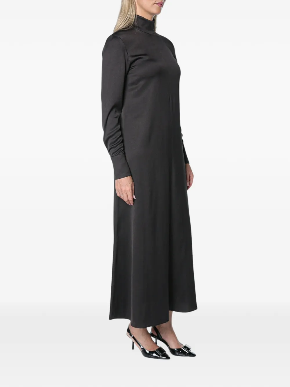 Drykorn Nainen high-neck long-sleeved A-line maxi dress Zwart