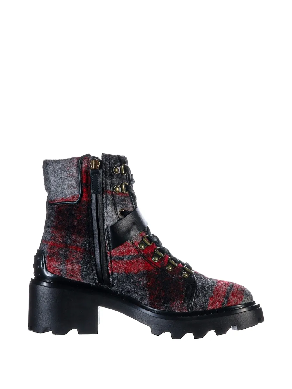 Tod's plaid combat boots Grijs