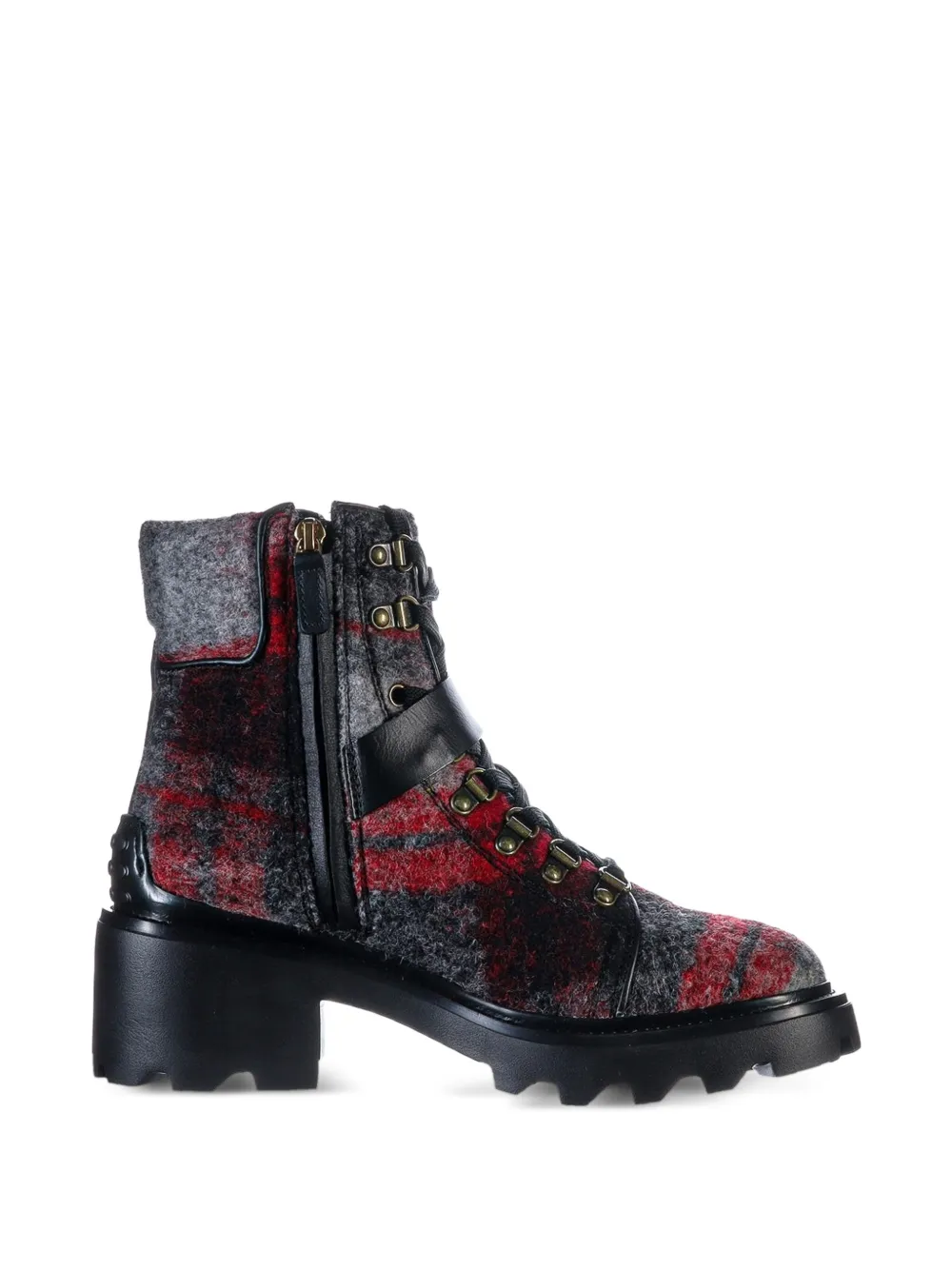 Tod's plaid combat boots - Grigio