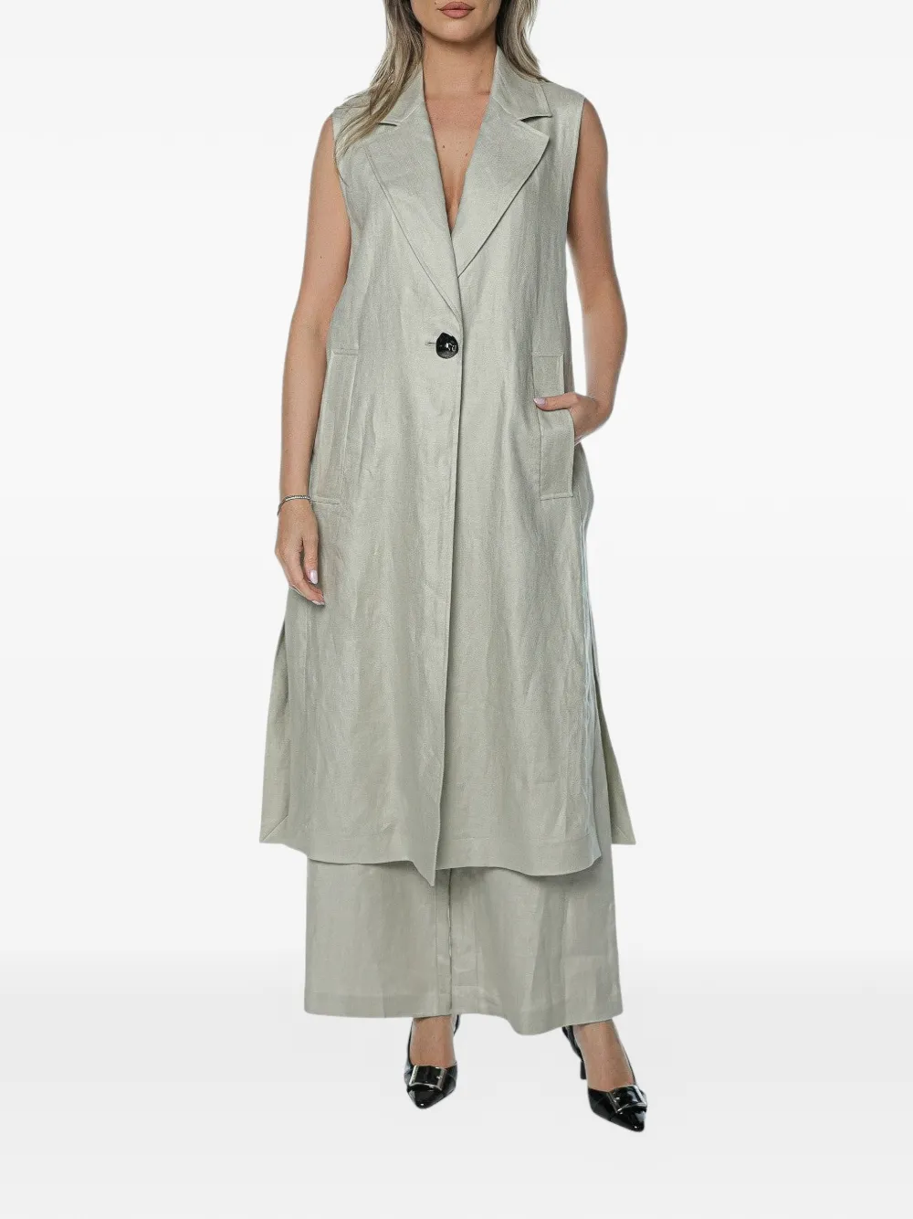 Armani Exchange Mouwloze jas met gekerfde revers Grijs